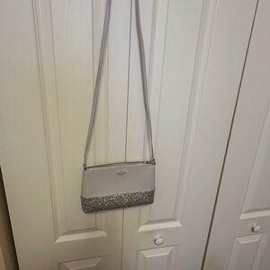 kate spade White Crossbody with Silver Glitter Base